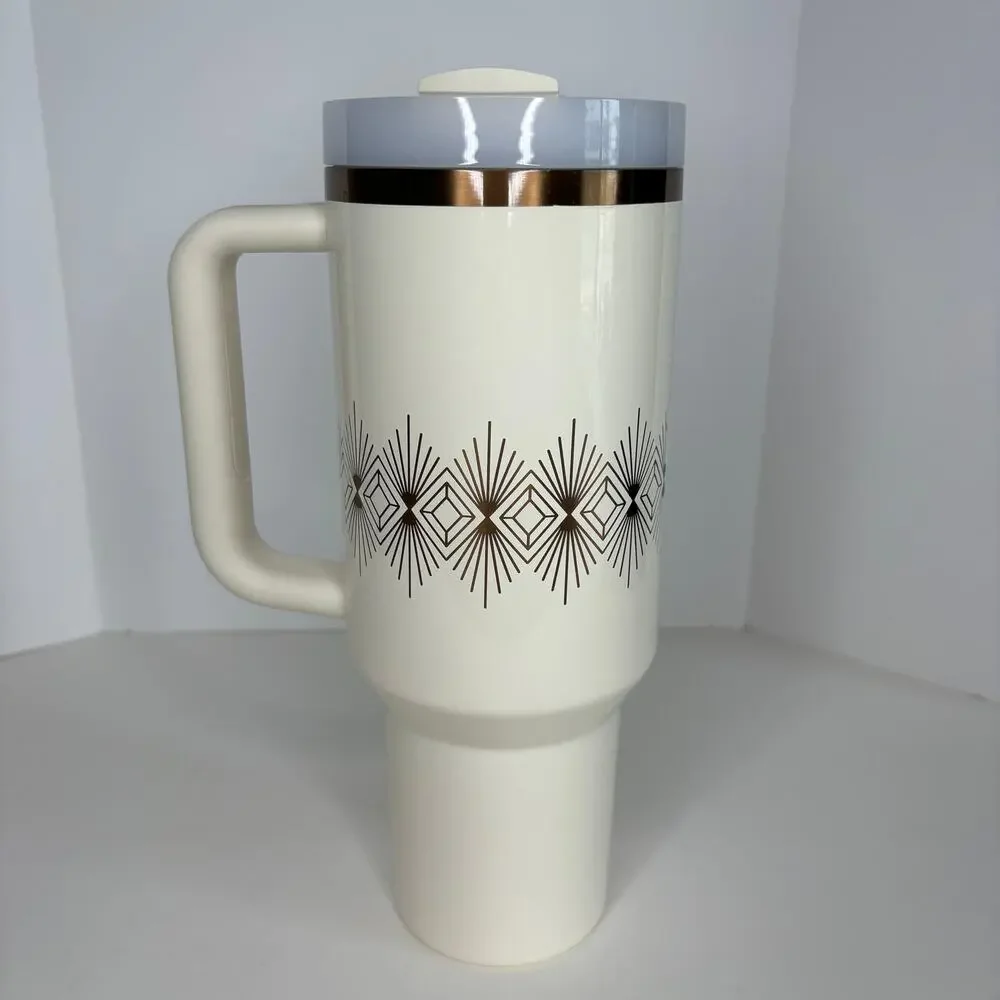 Stanley Deco Cream Gloss 40 oz Tumbler No Straw - Picture 2 of 8